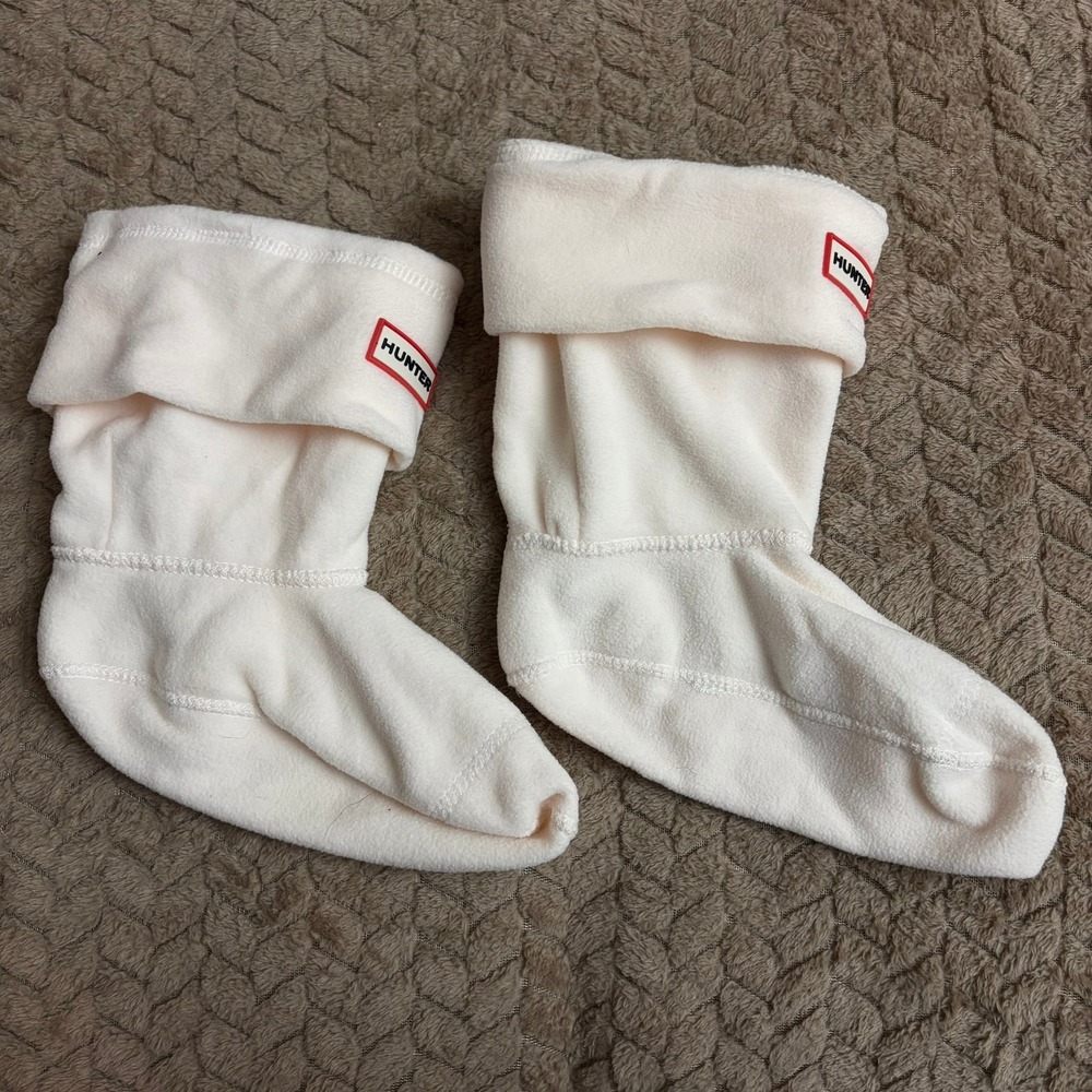 Hunter Boot Socks Size M Cream White Fleece Rain Boot Liners Cozy Warm